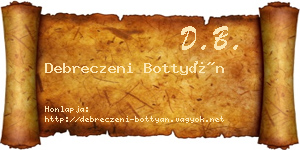 Debreczeni Bottyán névjegykártya